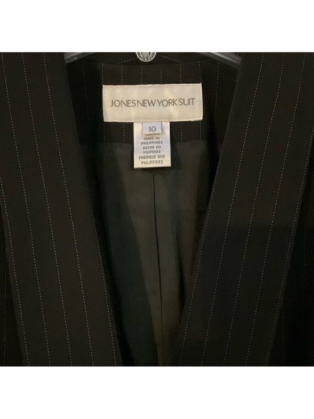 Jones New York Women Black Pinstripe Suit Jacket Pants Set Size 10 - Picture 3 of 6